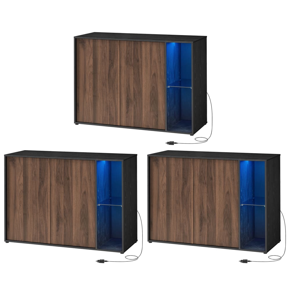 Lot de 3 buffets vitrine SONGMICS HOME noyer naturel avec éclairage 100 cm