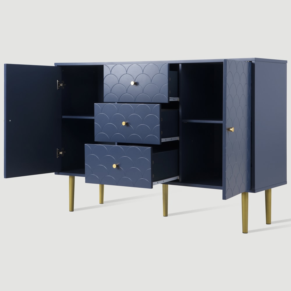 Buffet URBAN MEUBLE portes ouvertes sur ses étagères