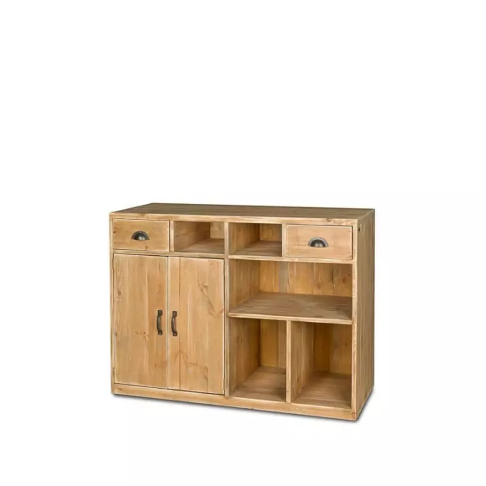Buffet comptoir TRADIS en bois massif 119 cm avec 2 portes et 2 tiroirs