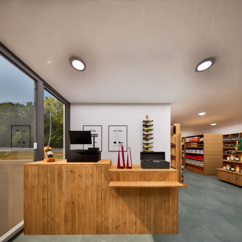 Détail de la tablette intégrée du comptoir TRADIS
