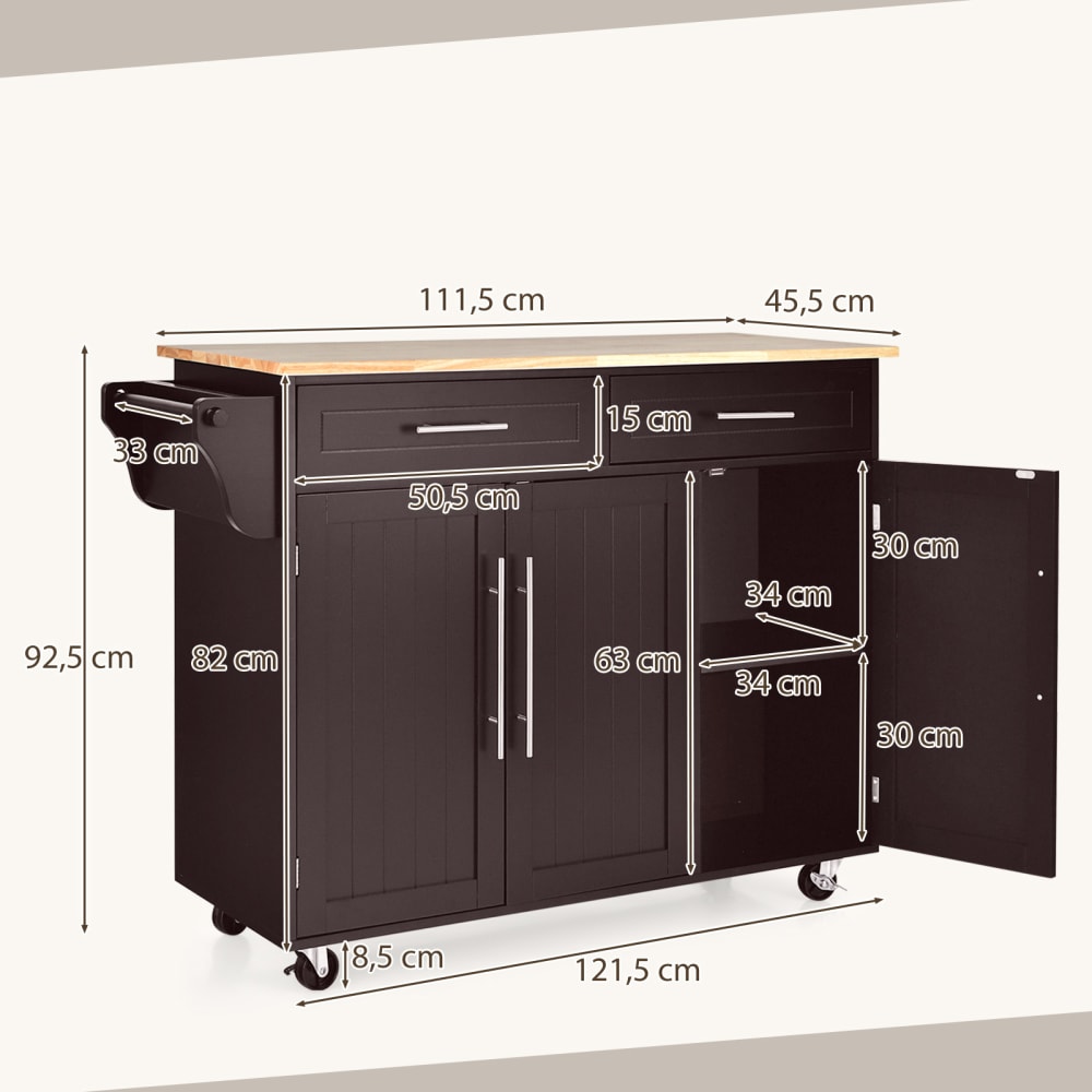 Buffet GIANTEX tiroirs ouverts dans une cuisine
