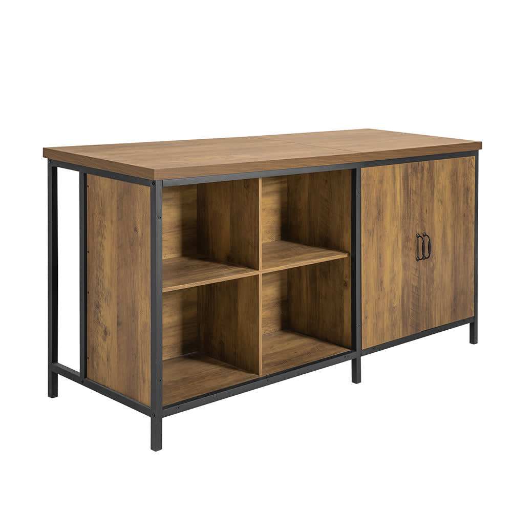 Grand buffet îlot SOBUY 2 portes et 4 niches effet bois et métal 170 cm