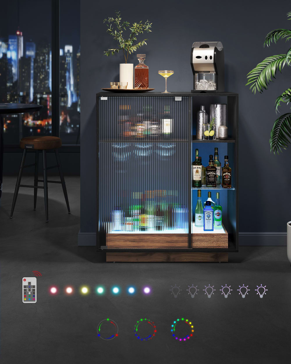 Buffet VASAGLE éclairage LED allumé