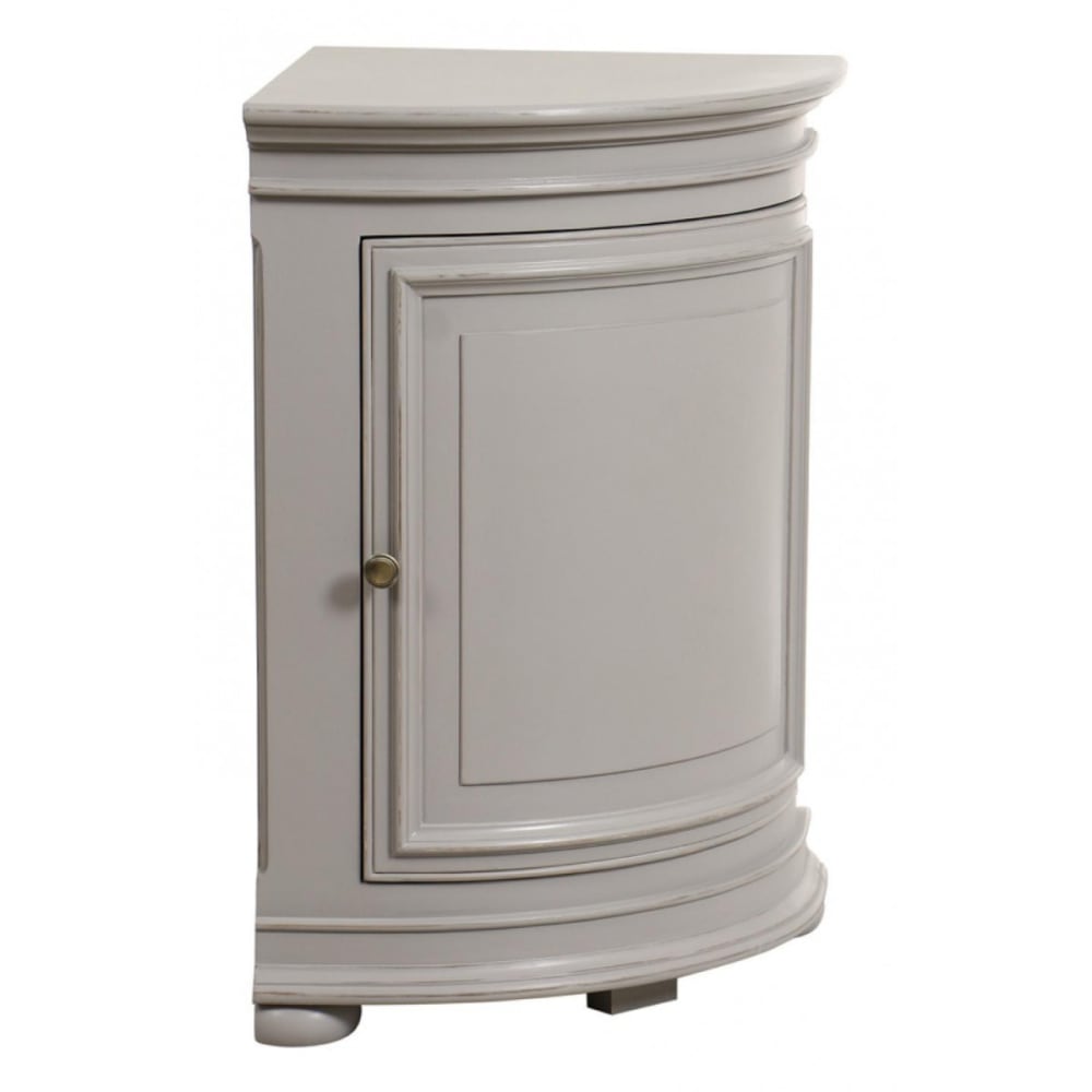 Petit buffet d'angle HARMONIE en bois massif blanc patiné 50 cm