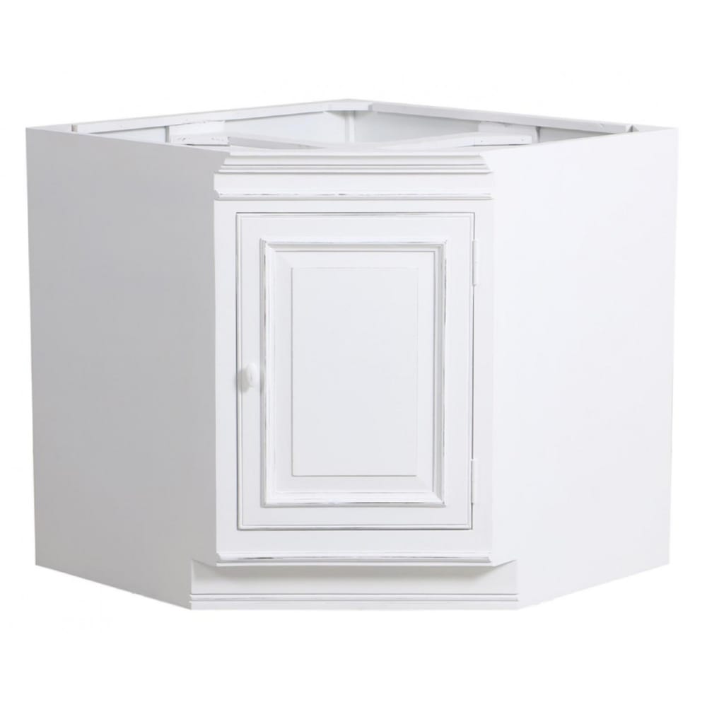 Buffet d'angle bas HARMONIE blanc patiné 91 cm pour cuisine