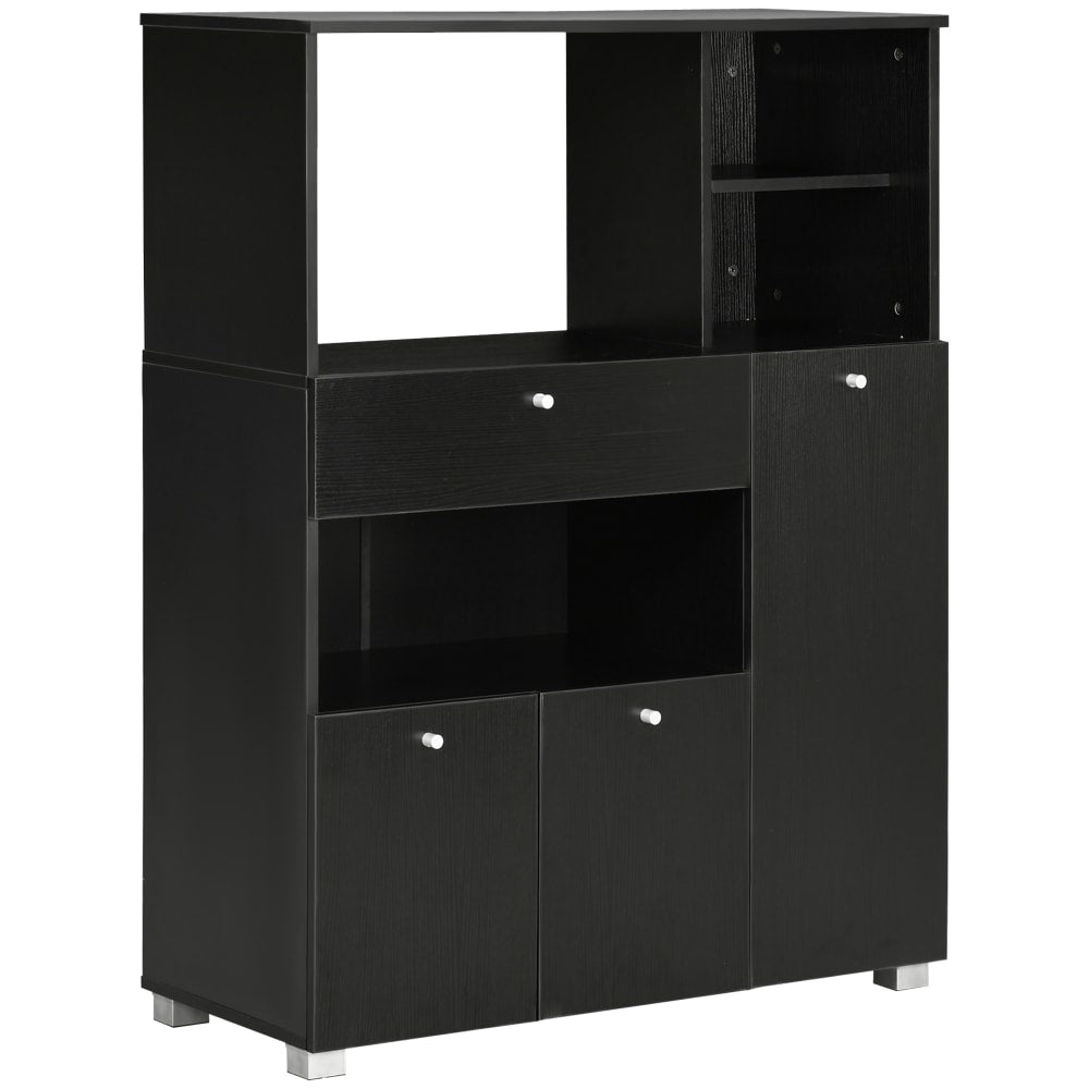 Buffet haut de cuisine HOMCOM noir 120 cm avec niche à micro-ondes