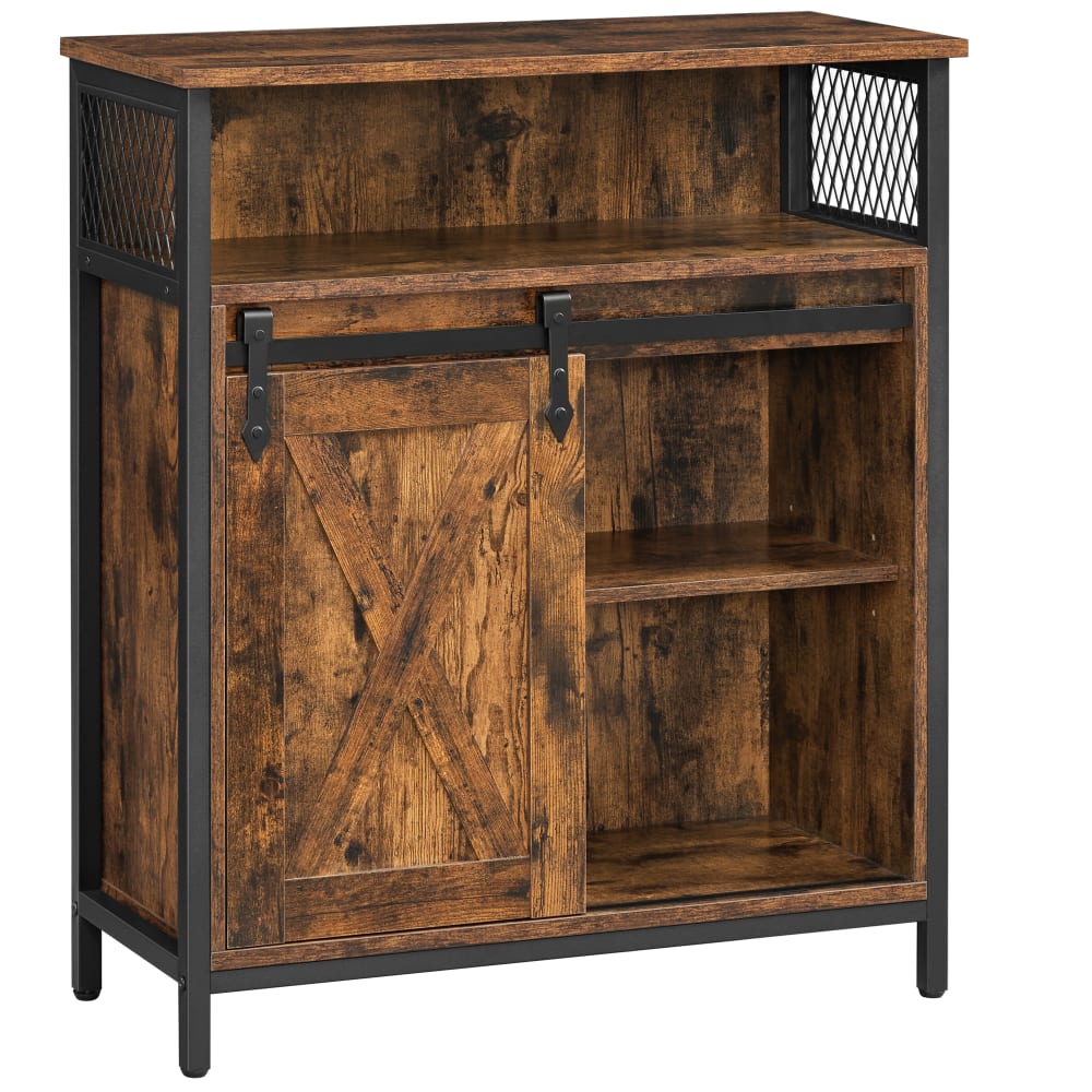 Petit buffet VASAGLE 1 porte effet bois marron et acier noir 70 cm