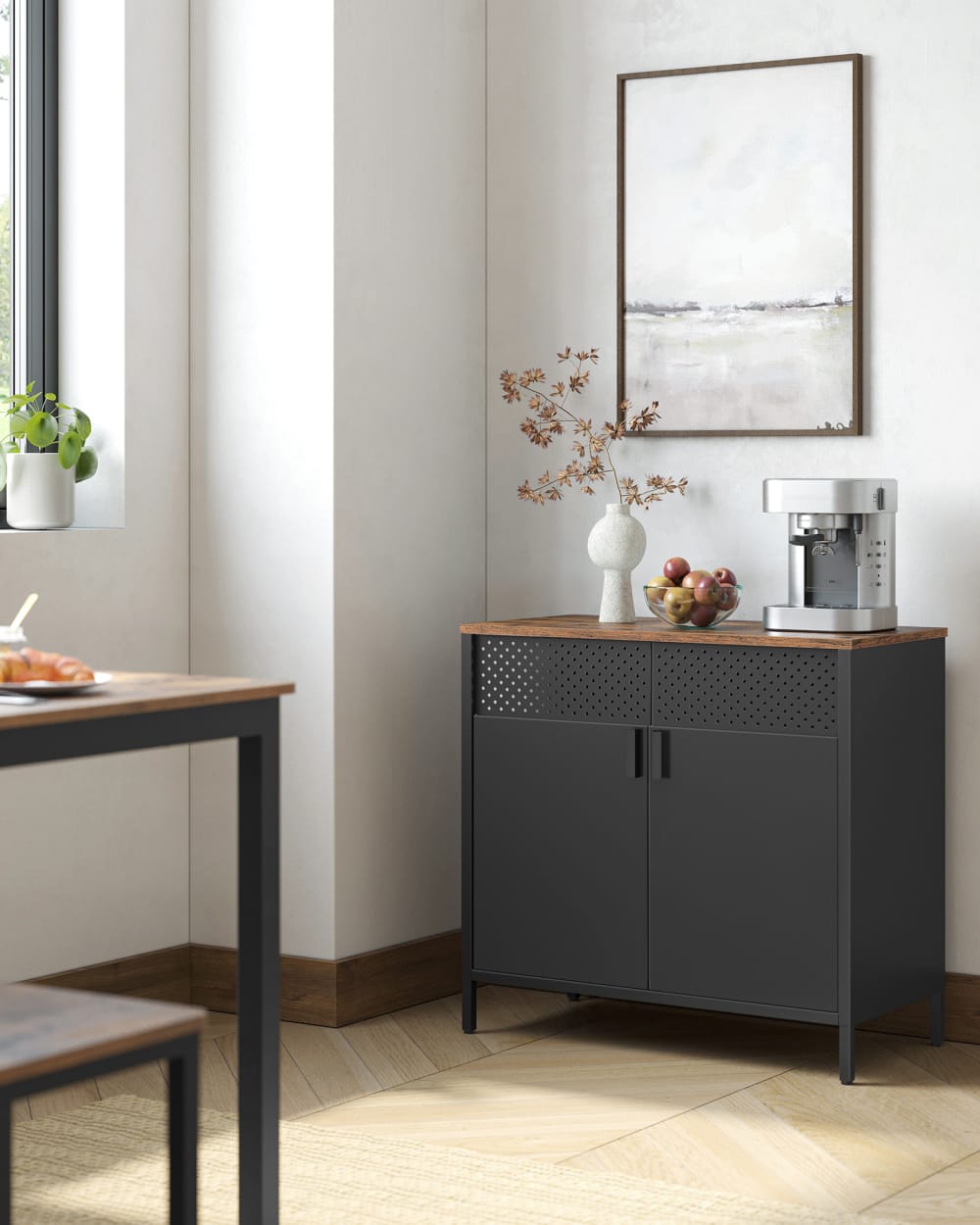 Buffet SONGMICS portes ouvertes sur le volume intérieur