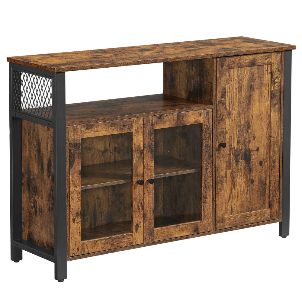 Buffet VASAGLE marron rustique et noir 110 cm avec 3 portes