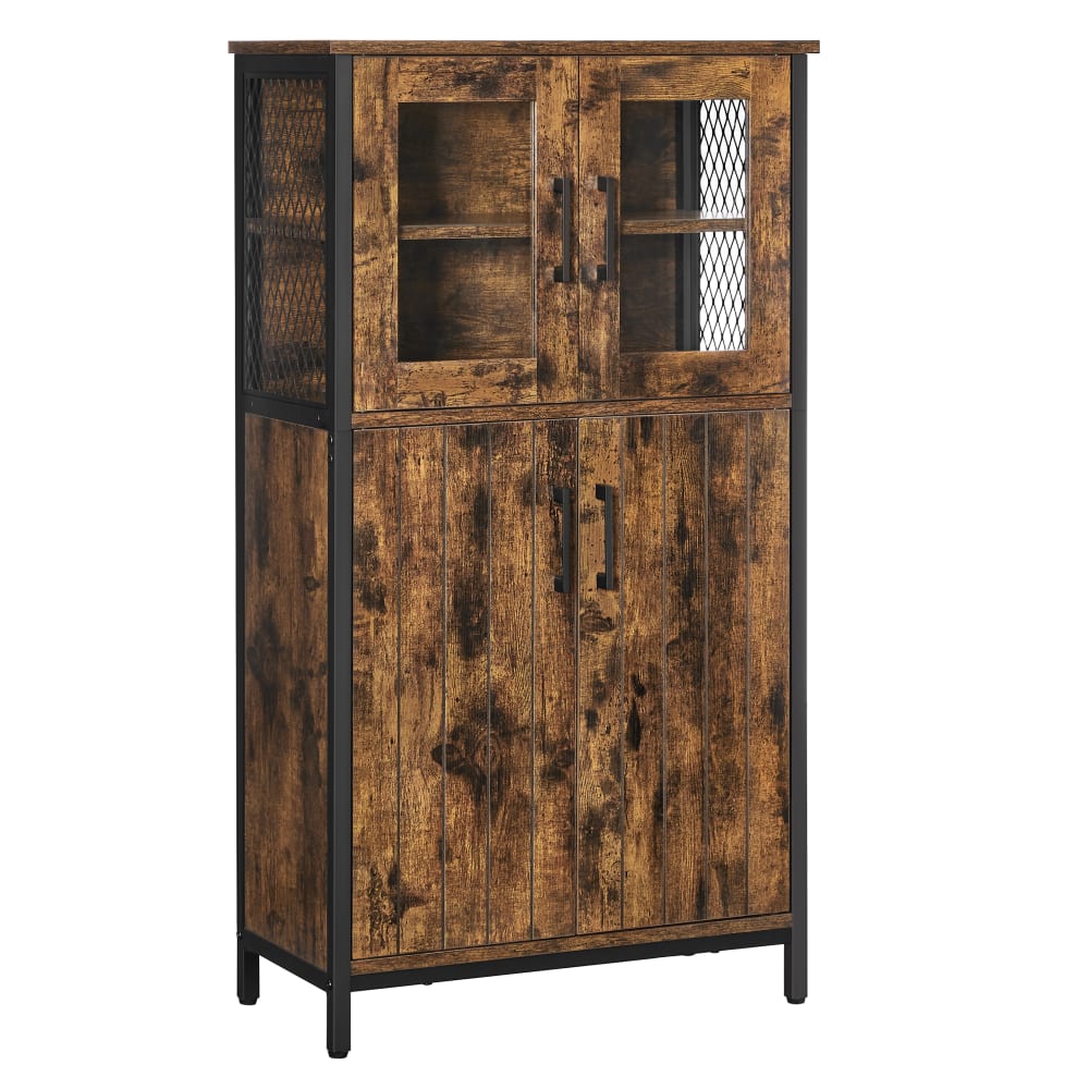 Buffet haut vitrine VASAGLE effet bois et métal noir 60 cm