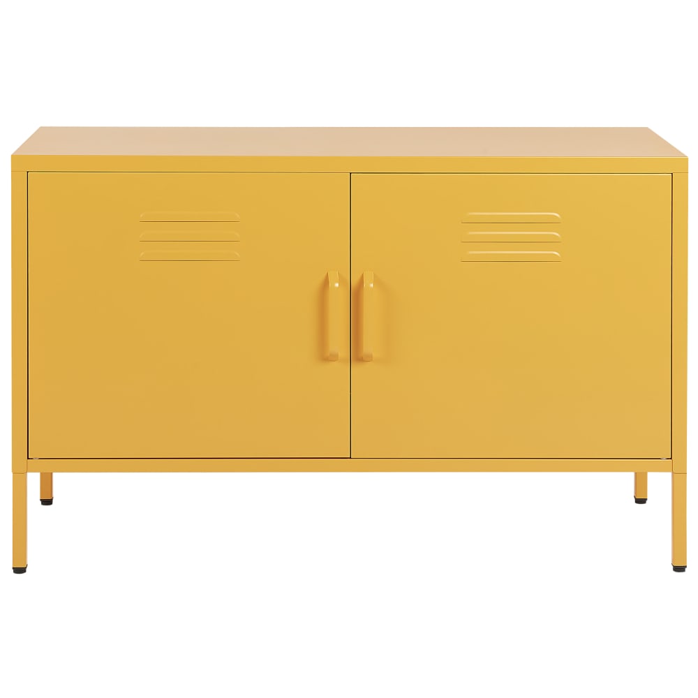 Vue latérale du buffet URIA en acier jaune