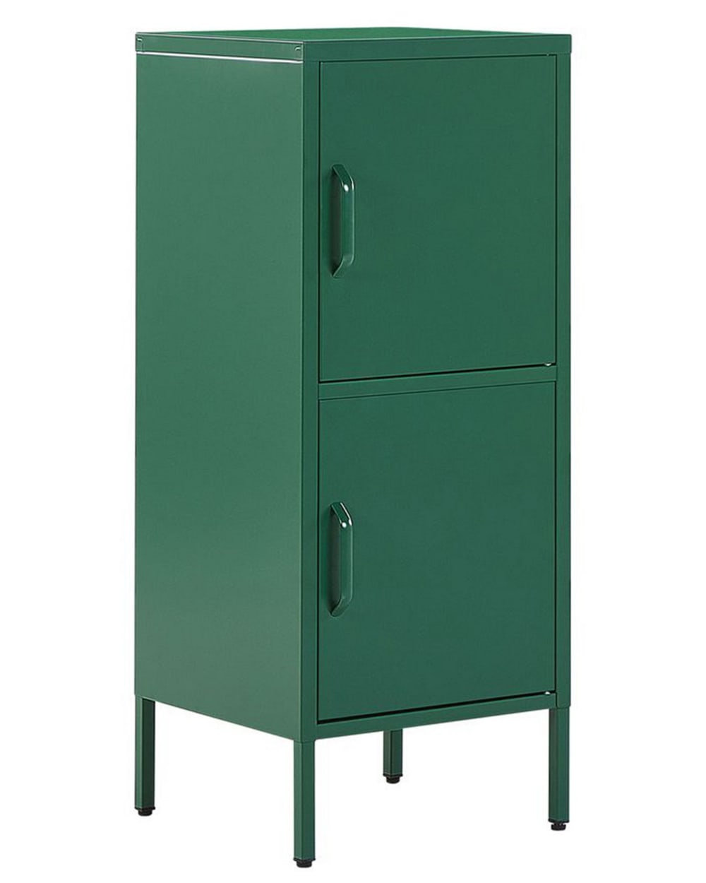 Buffet haut HURON en métal vert 40 cm avec 2 portes et 4 étagères