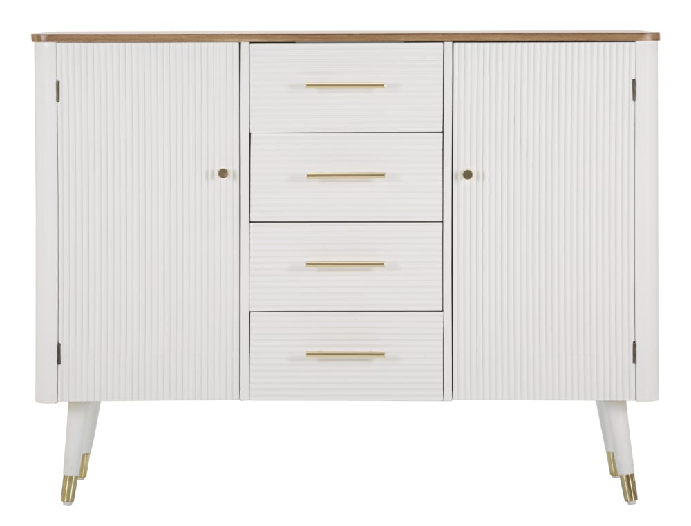 Buffet MATERA tiroirs ouverts et plateau en bois marron