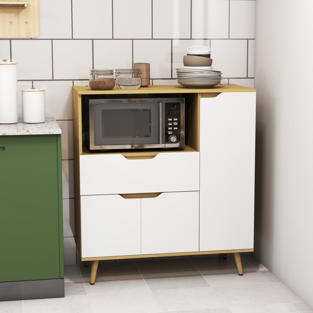 Détail de la niche à micro-ondes du buffet HOMCOM