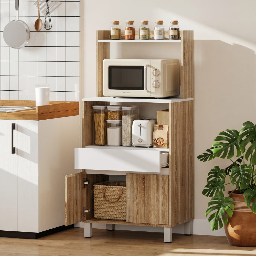 Détail de l'emplacement micro-ondes du buffet HOMCOM