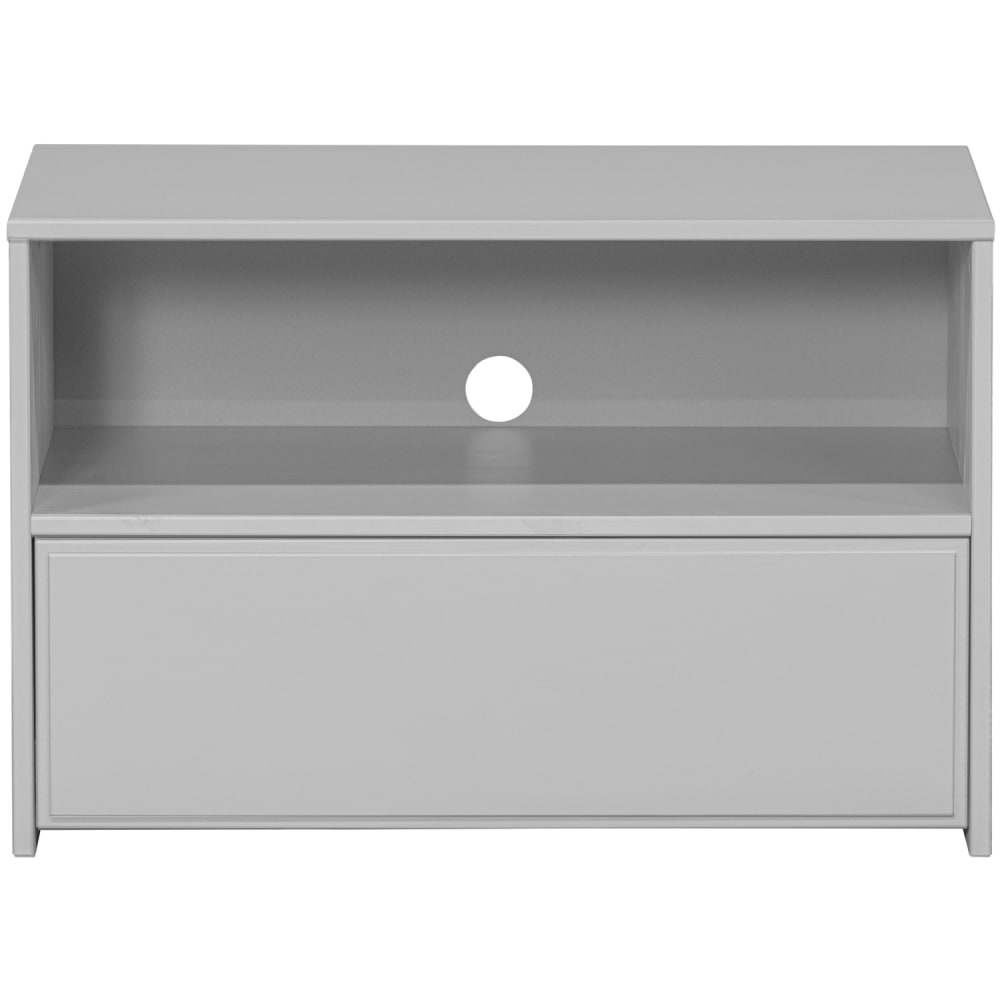 Petit buffet bas YISSA 70 cm en pin massif gris avec 1 tiroir