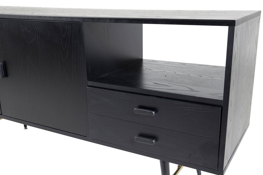 Buffet GOLD tiroirs ouverts sur ses rangements