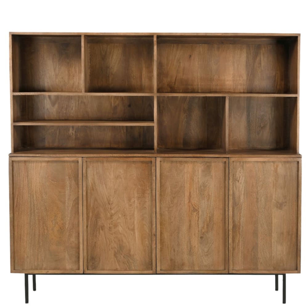 Grand vaisselier VALLAURIS 4 portes en manguier massif 180 cm