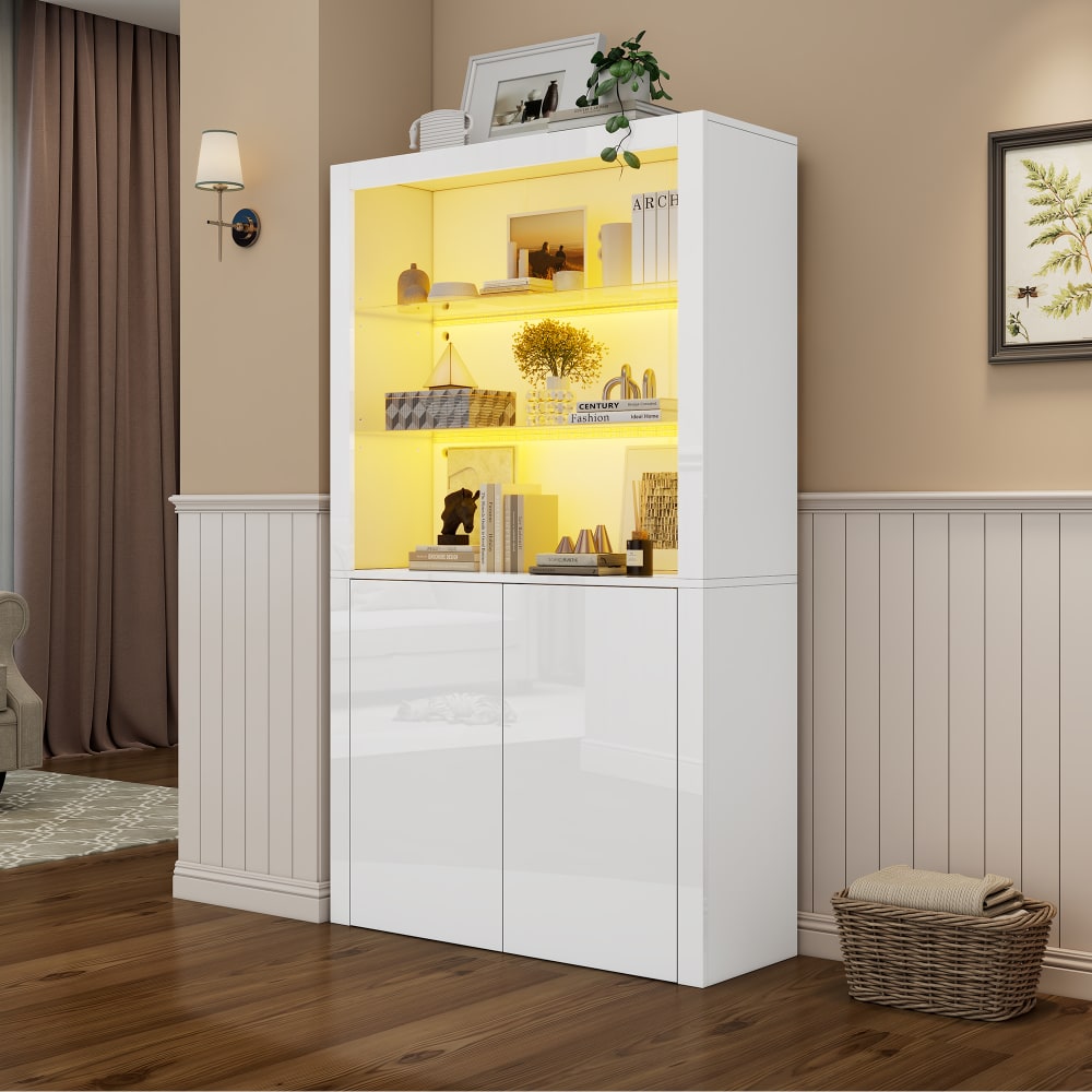 Buffet vitrine URBAN MEUBLE éclairage LED allumé