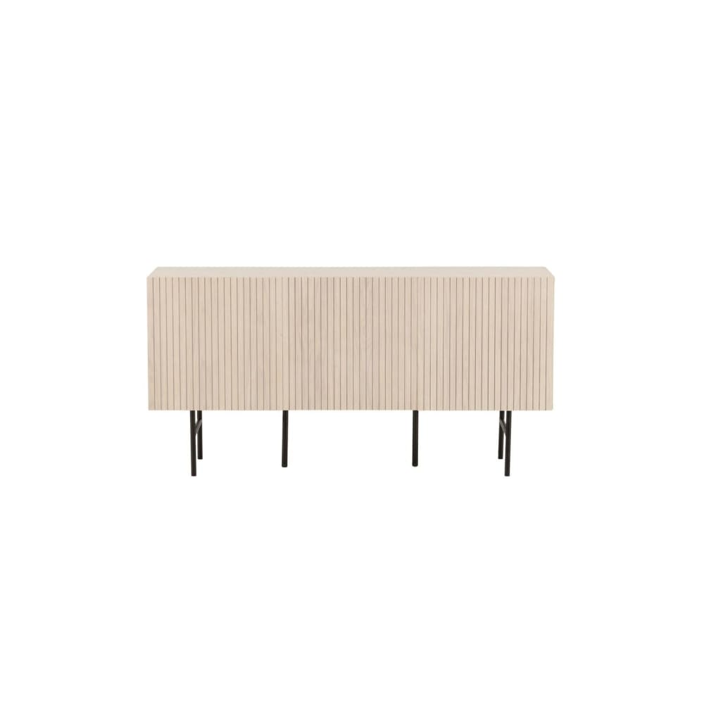 Buffet enfilade BJOERKOEN à portes nervurées en bois blanchi de 150 cm