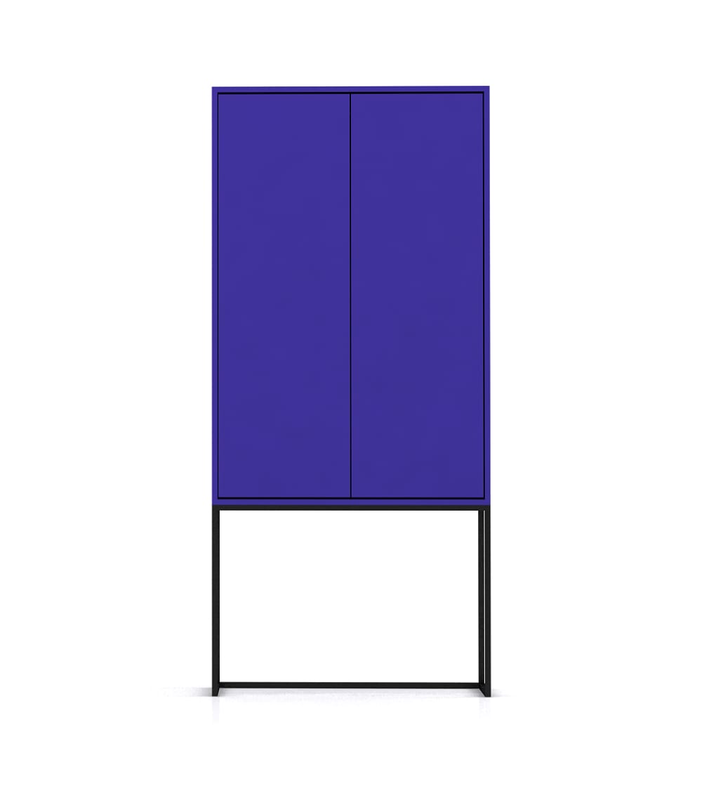 Buffet haut LENNON 2 portes en MDF bleu de Prusse 75 x 164 cm