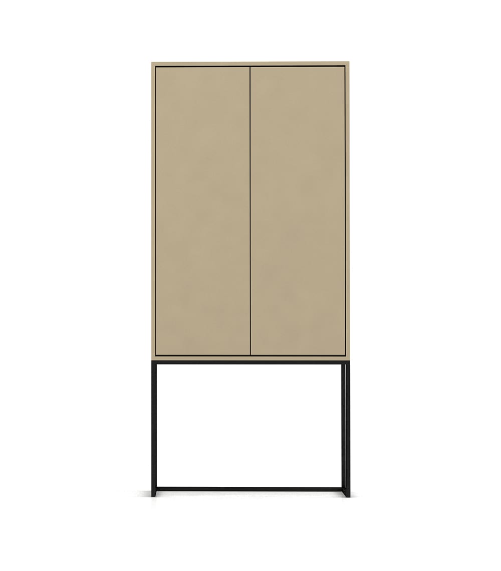 Buffet haut LENNON 2 portes en MDF taupe 75 x 164 cm