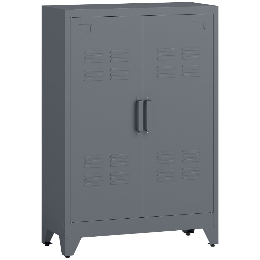 Buffet haut HOMCOM en tôle métal gris anthracite 75 cm à persiennes