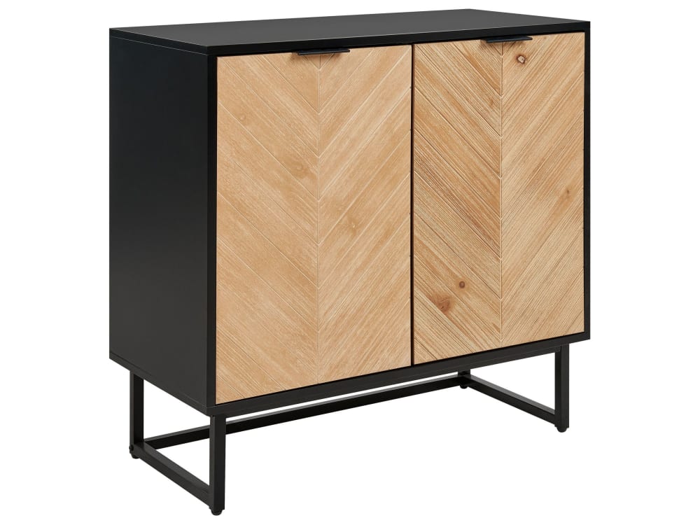 Petit buffet ALASKA noir et bois clair 80 cm avec 2 portes