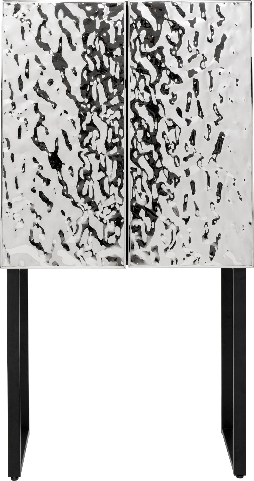 Buffet bar CARINO noir 2 portes en acier chromé 160 cm