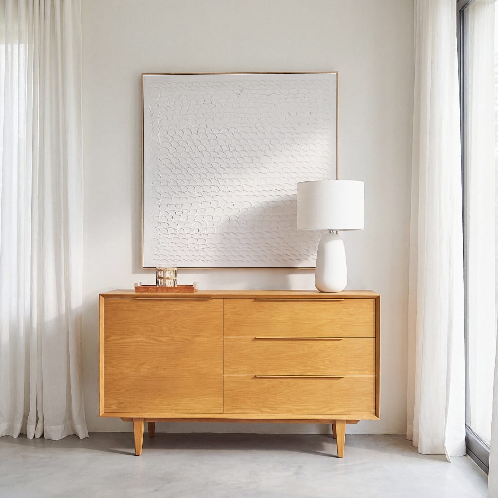 Buffet enfilade PORTOBELLO en chêne massif 130 cm avec 3 tiroirs