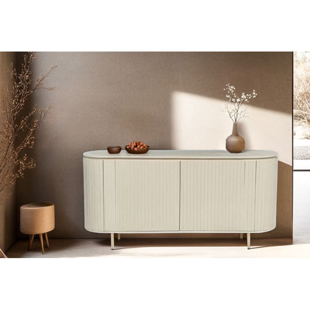 Détail des lattes de bois du buffet MOLOO
