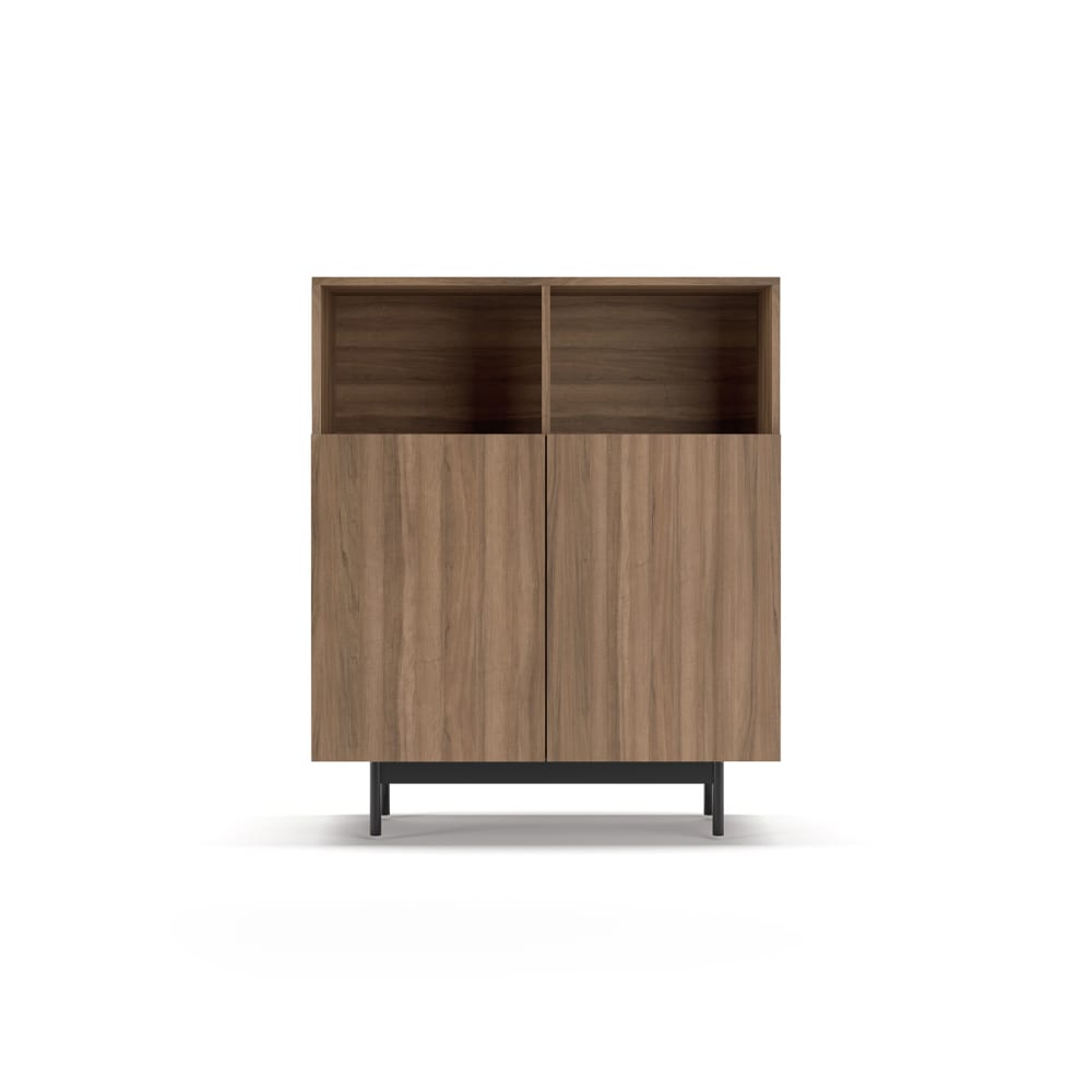 Grand buffet haut 4 portes et 2 niches effet noyer 90 cm - HERDASA