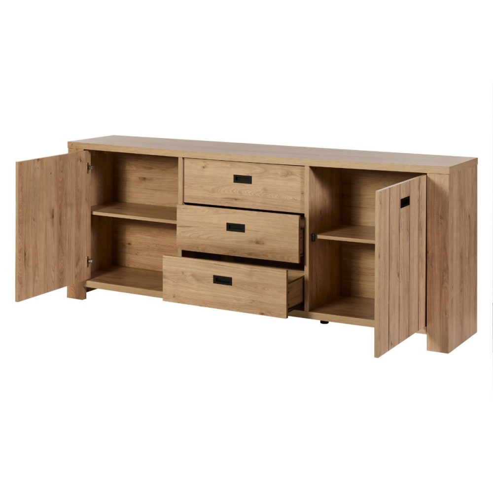 Buffet ANATOLE tiroirs et portes ouverts