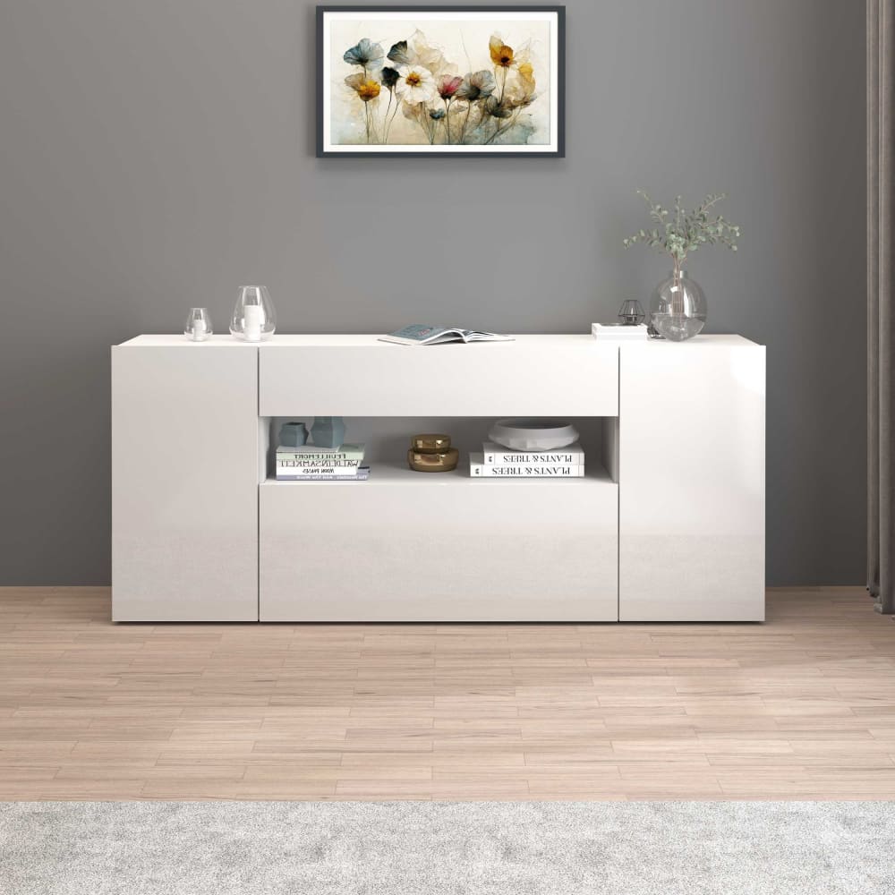 Détail de la laque blanche du buffet POTENZA