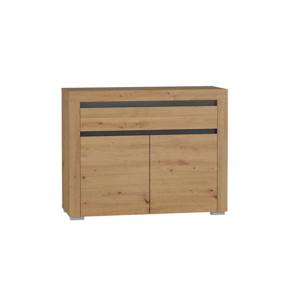Buffet KASLA effet chêne et anthracite 106 cm avec LED incluse