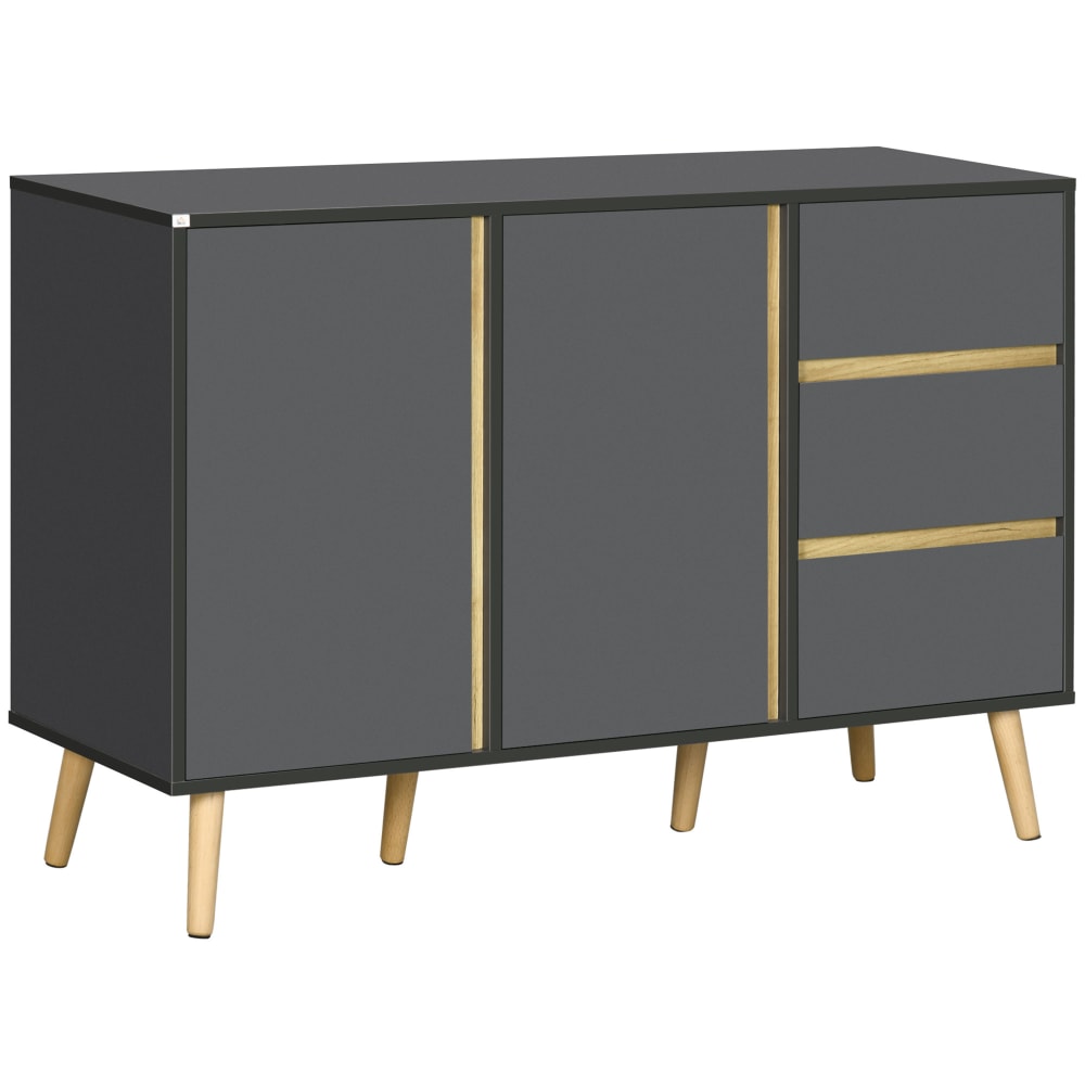 Buffet scandinave HOMCOM gris et bois clair 120 cm avec 3 tiroirs