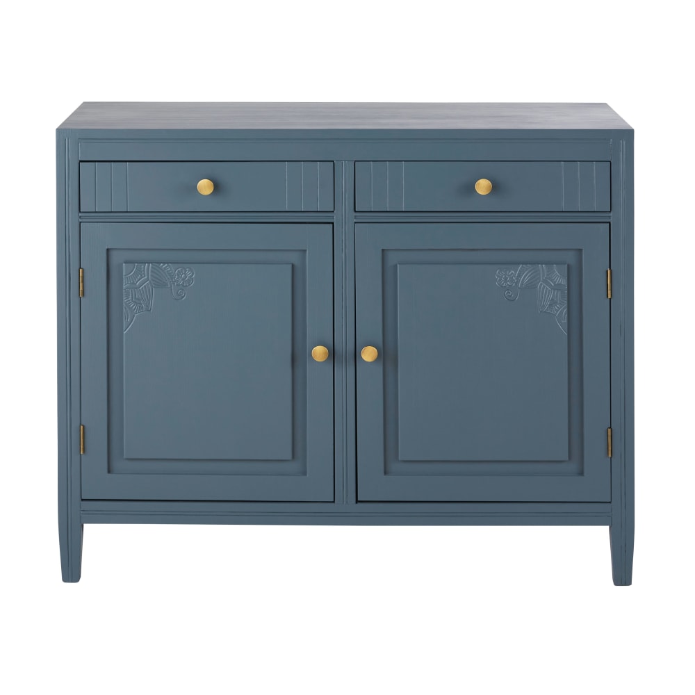 Buffet de cuisine JEANNIE bleu 110 cm avec 2 portes et 2 tiroirs