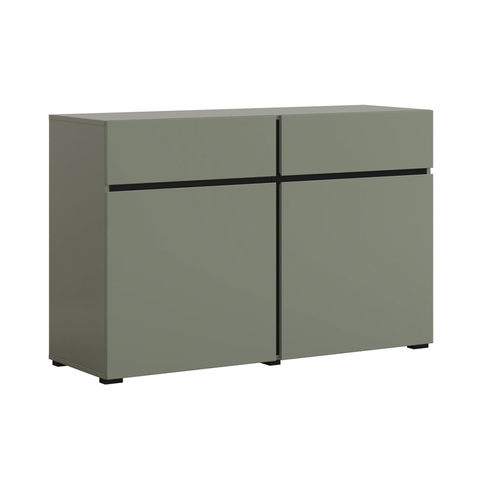 Buffet bas 2 portes et 2 tiroirs stratifié vert 119 cm - LILIA