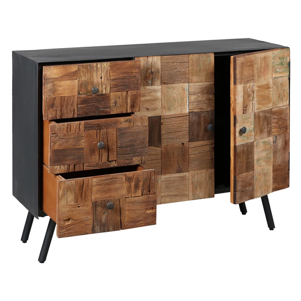 Buffet FULBERT portes ouvertes sur le rangement intérieur