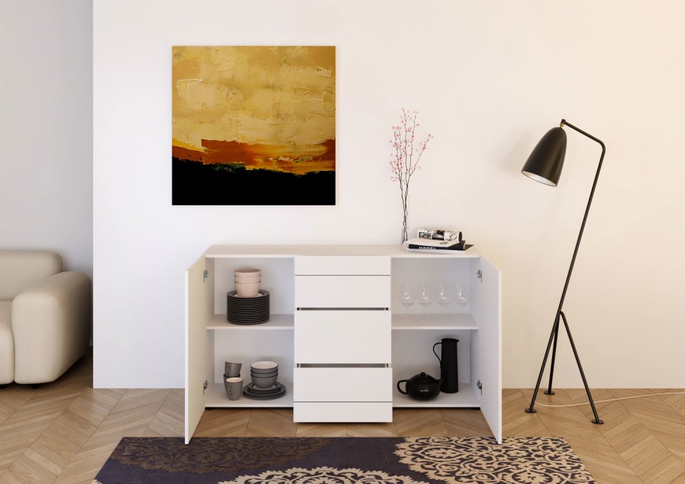 Buffet ELIOS portes et tiroirs ouverts