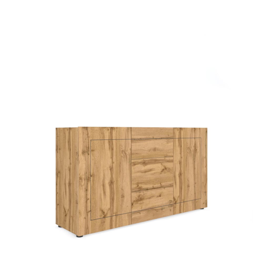 Buffet ELIOS effet chêne nature 150 cm avec 2 portes et 3 tiroirs