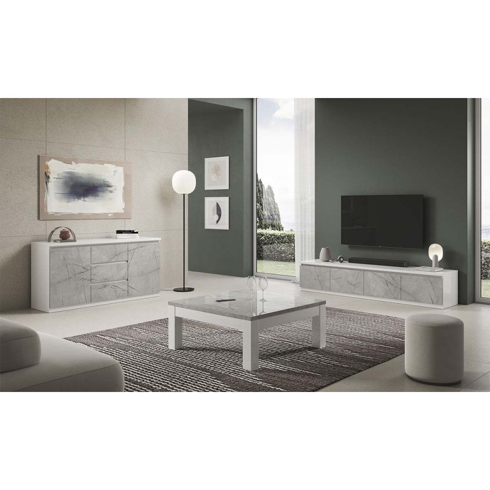 Buffet DEYTON tiroirs ouverts sur le rangement