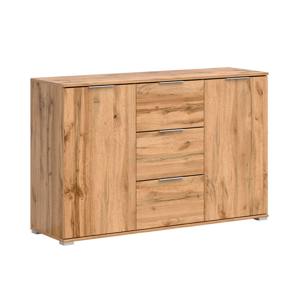 Buffet SELMA 2 portes et 3 tiroirs effet chêne beige 135 cm
