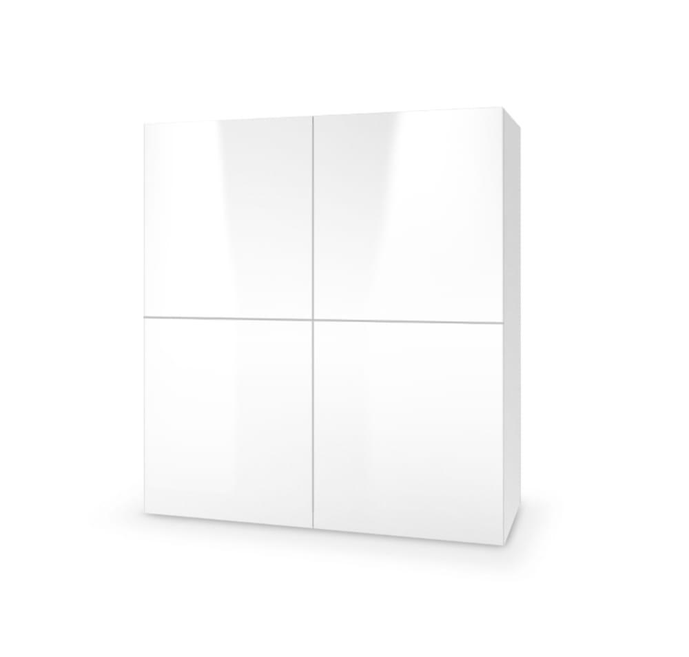Petit buffet haut 2 portes blanc brillant et mat 100 cm - TREVISE