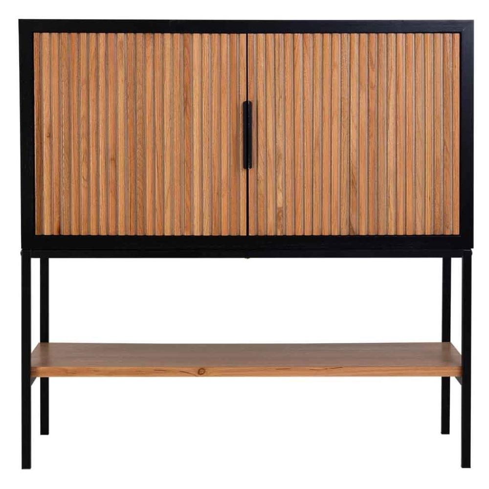 Détail des panneaux en bois du buffet SAORI