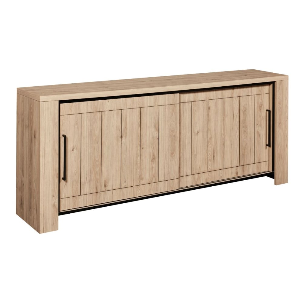 Grand buffet SORIEL effet bois Castel Oak 220 cm à 2 portes coulissantes