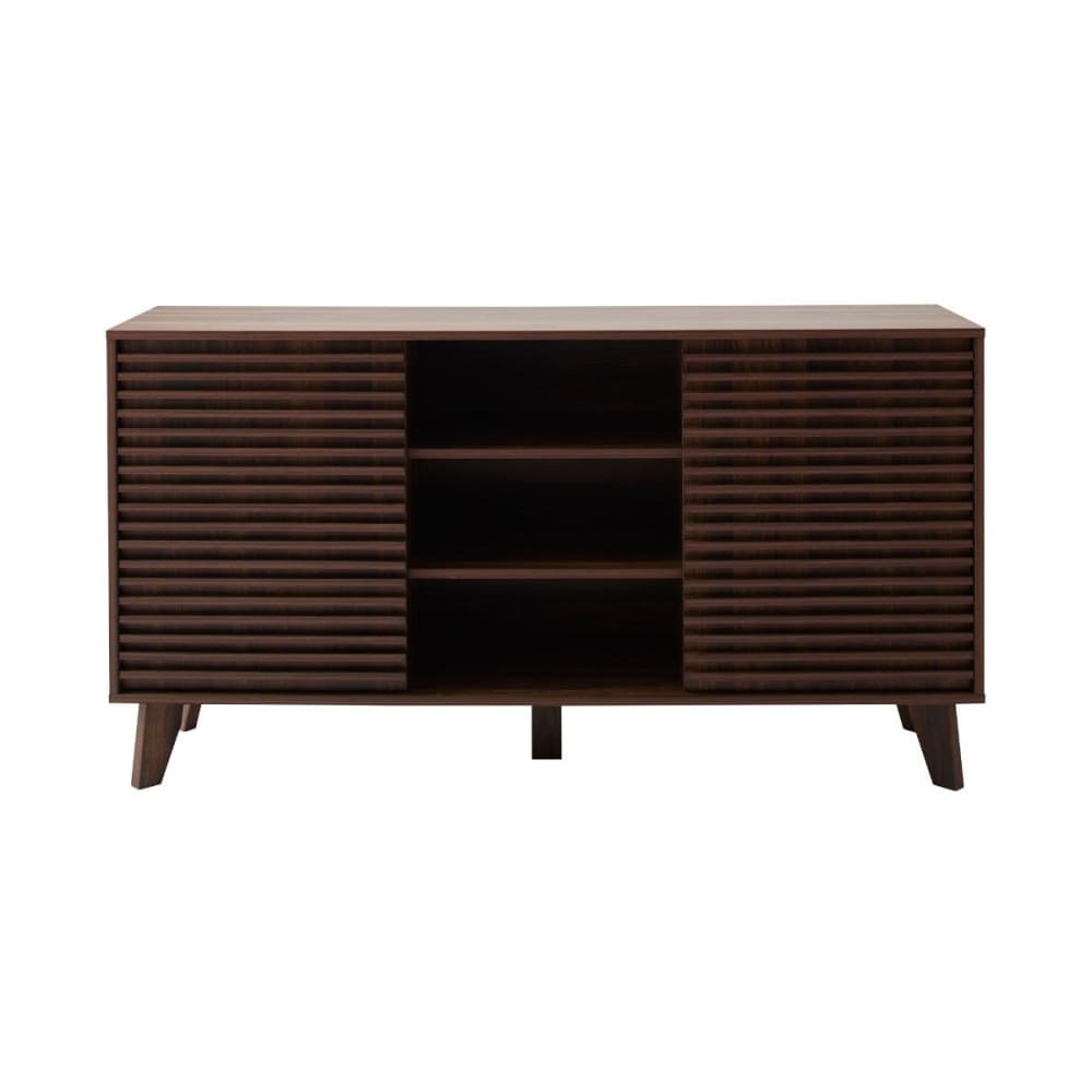 Buffet enfilade ANNA effet noyer rainuré 140 cm à 2 portes coulissantes