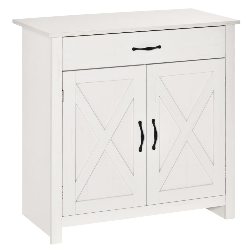 Petit buffet HOMCOM blanc style campagne 80 cm avec 2 portes et 1 tiroir