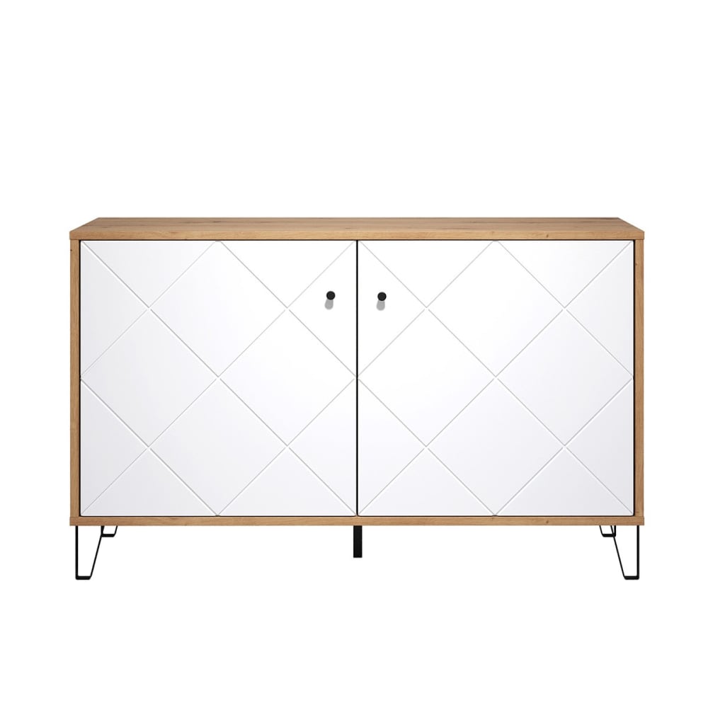 Buffet TOUCHWO décor chêne artisan et blanc mat 2 portes 123 cm