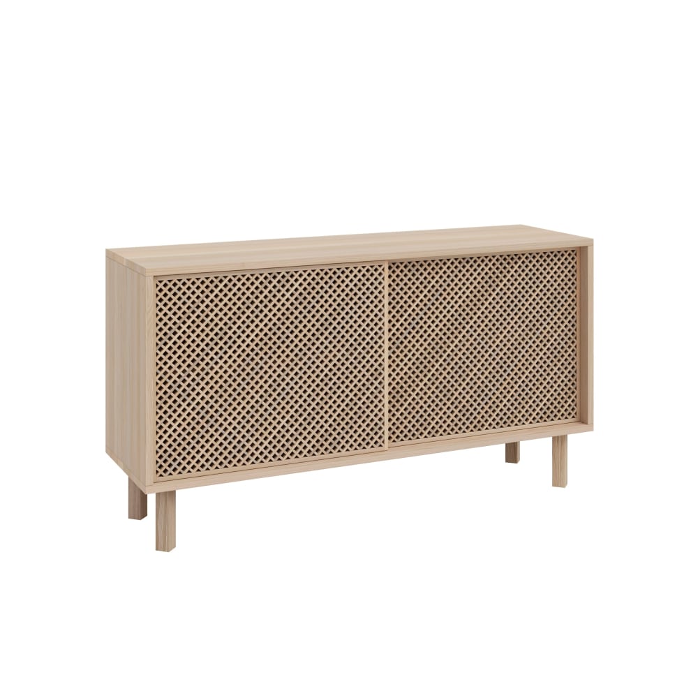 Buffet de rangement 2 portes coulissantes pin massif 120 cm - GRANADELLA